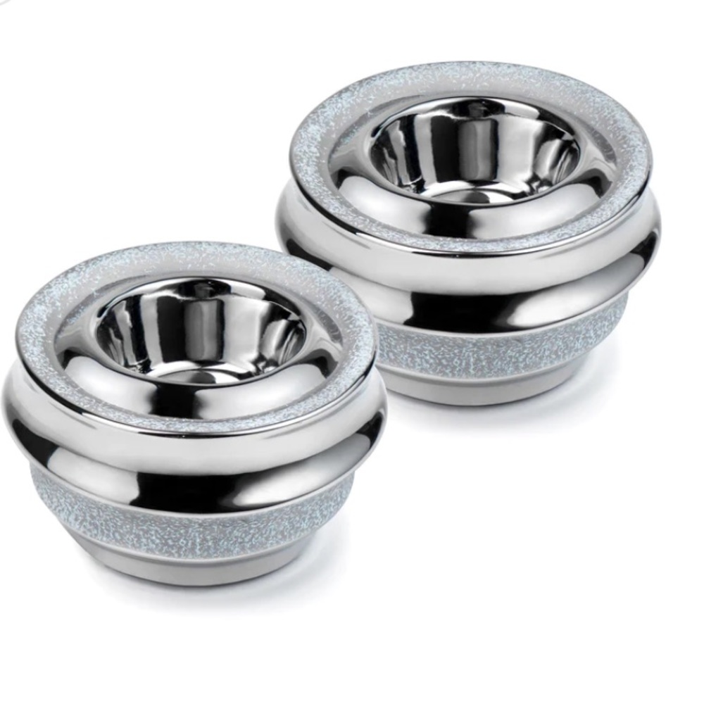 Palmero Rippled Silver Collection Tea Lights NIB Set of 2
